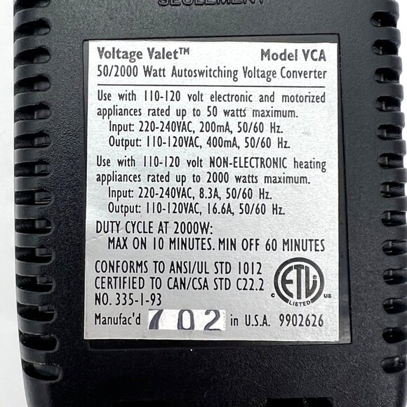 Voltage Converter Kit With Adaptor Plugs Model VCAP 50/2000 Watt Autoswitching - Picture 3 of 14